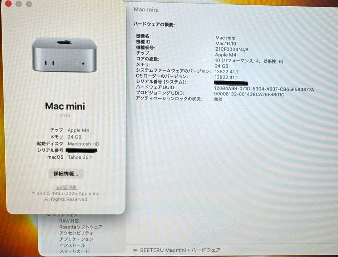 Mac mini 2025 M4 24GB/256GB 1TBSSDkeyマウス