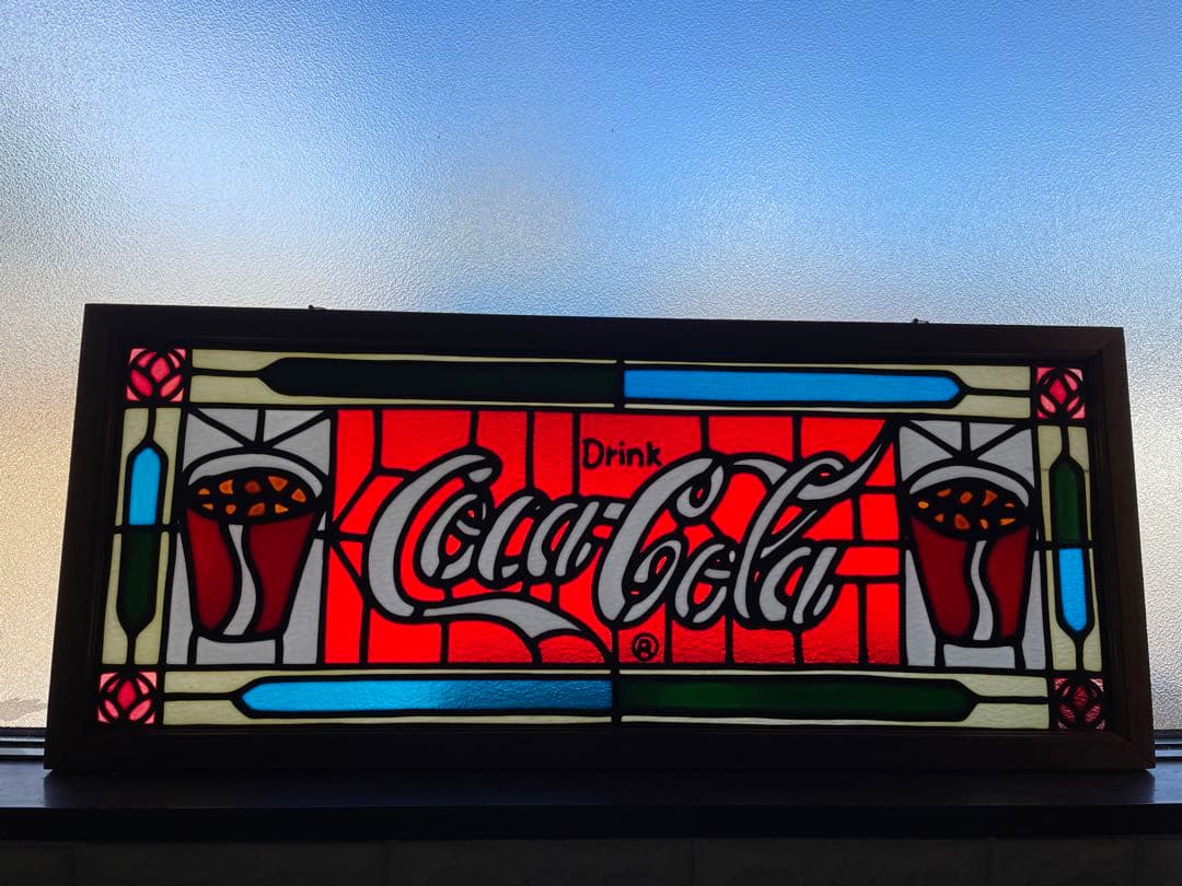 超レア　美品　コカコーラ　ステンドグラス大きな壁飾り　80㎝×33.5㎝