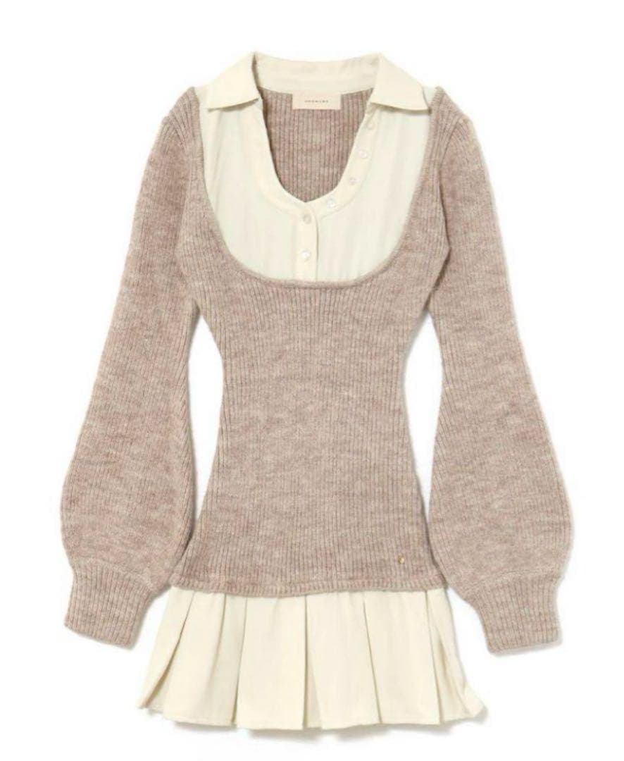andmary Demi layered mini dress ベージュ