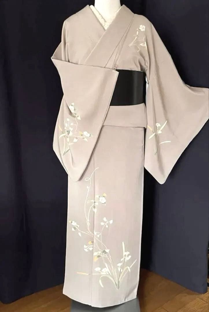 【訪問着】京加賀友禅　松本健一　優美な手描き友禅　亜麻色　＋　身幅直し