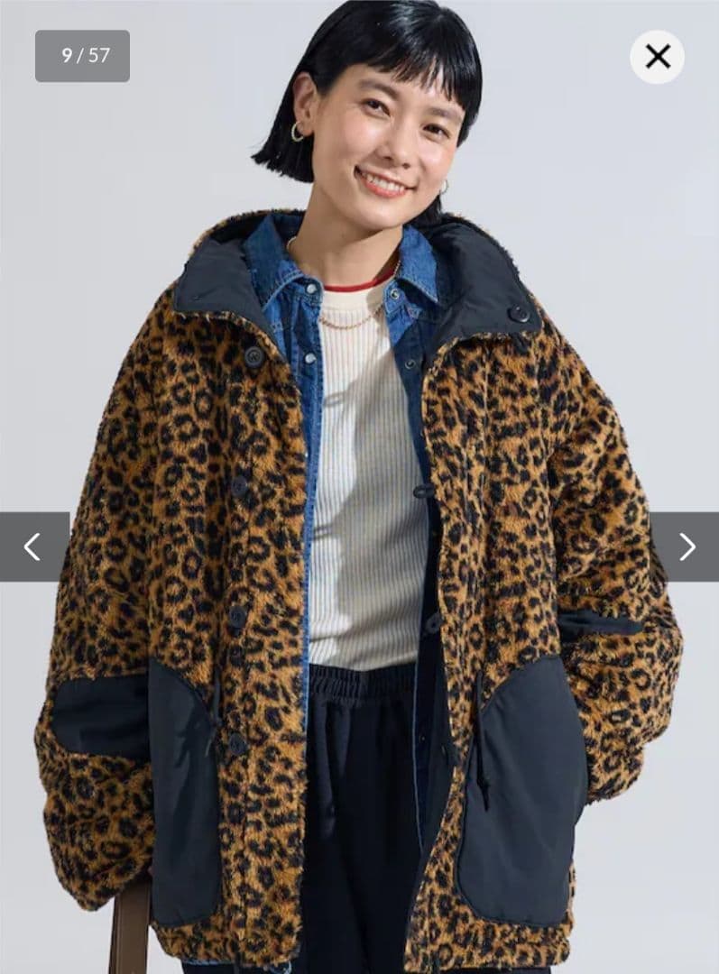 新品 FREAK'S STORE リバーシブル ヒョウ柄 ボアジャケット