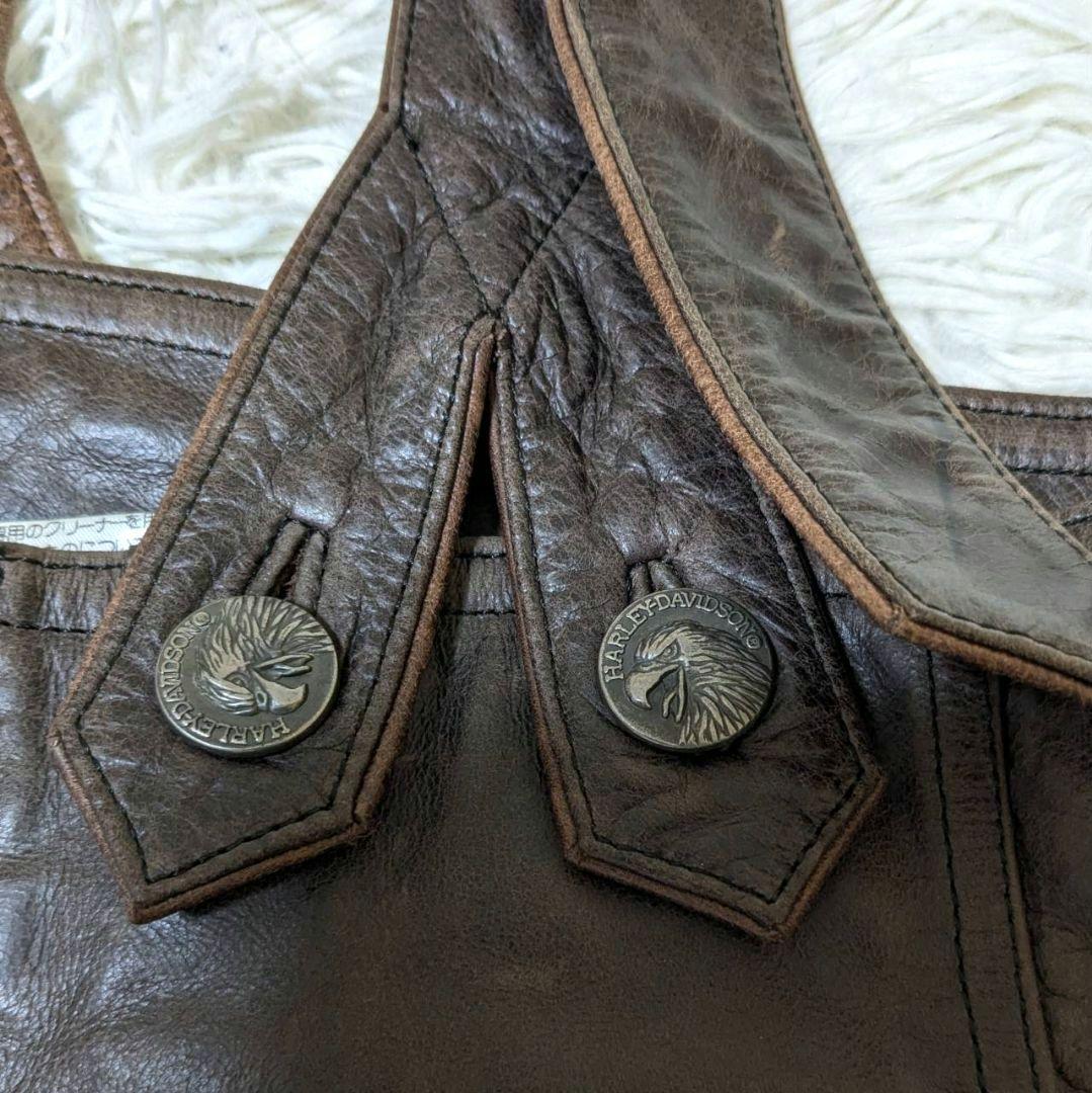 絶賛断捨離テン ハーレーダビッドソン オーバーオール 本革 ダークブラウン