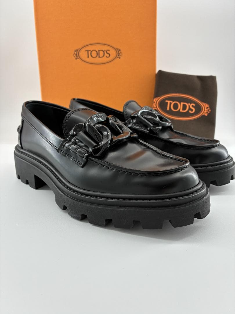トッズ 厚底 レザー ローファー 黒 35.5 約22.5cm イタリア製鑑定済