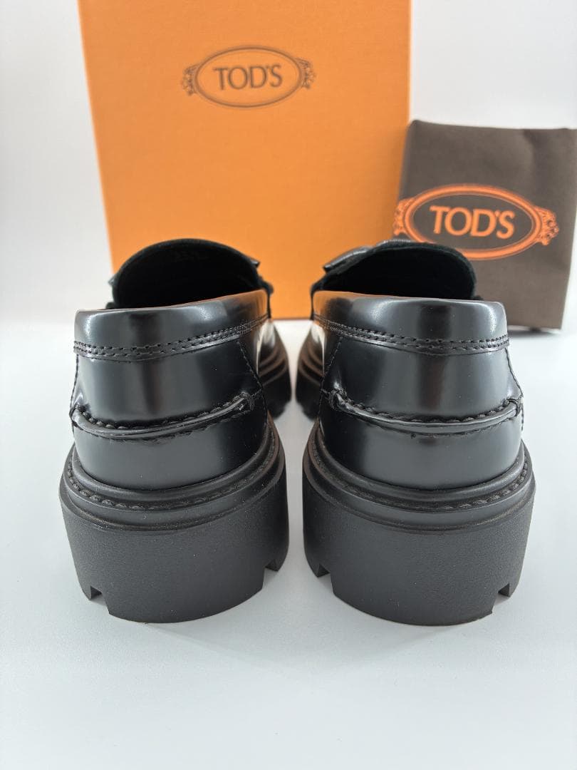 トッズ 厚底 レザー ローファー 黒 35.5 約22.5cm イタリア製鑑定済