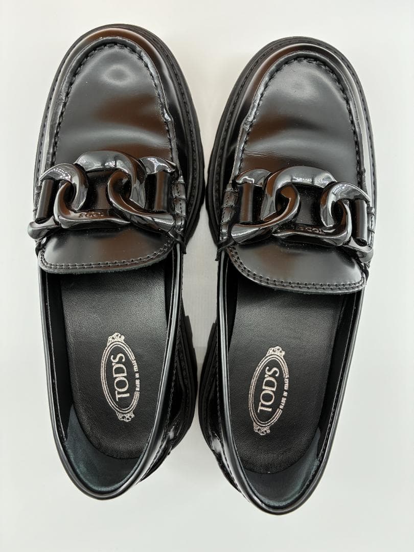 トッズ 厚底 レザー ローファー 黒 35.5 約22.5cm イタリア製鑑定済
