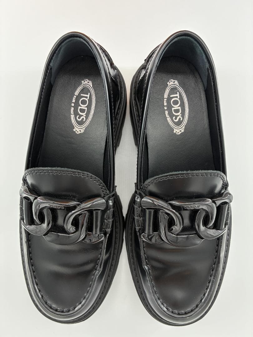 トッズ 厚底 レザー ローファー 黒 35.5 約22.5cm イタリア製鑑定済