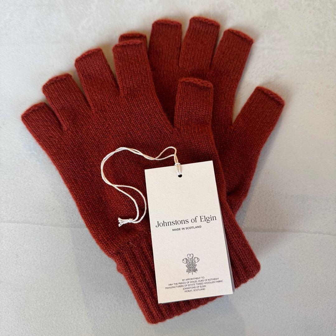 Johnstons ジョンストンズ フィンガーレス カシミヤ ニットグローブ