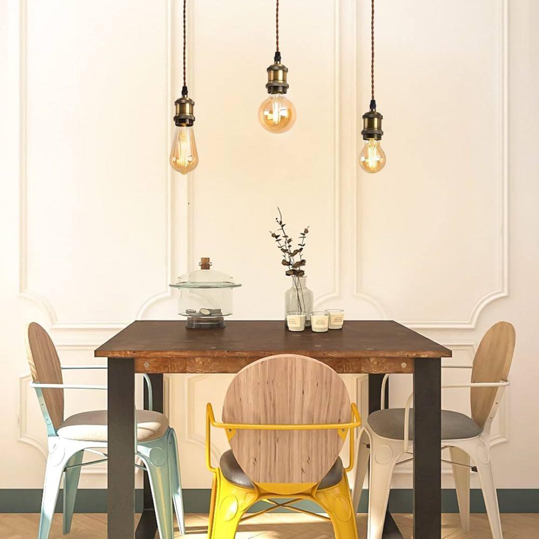 【新品未使用】ペンダントライト E26口金 LED電球付き　レトロ調ライト