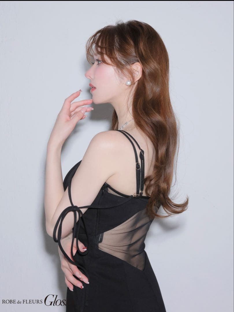 ROBE de FLEURS Glossy 黒マーメイドドレス Sサイズ