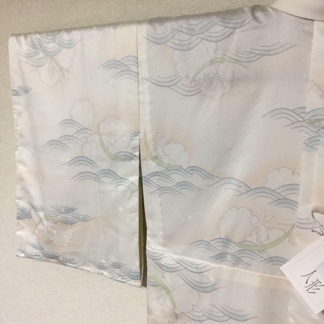 ✨未使用✨　紙人形　プレタ長襦袢　長襦袢　洗える　東レシルック　波に雪輪月兎模様