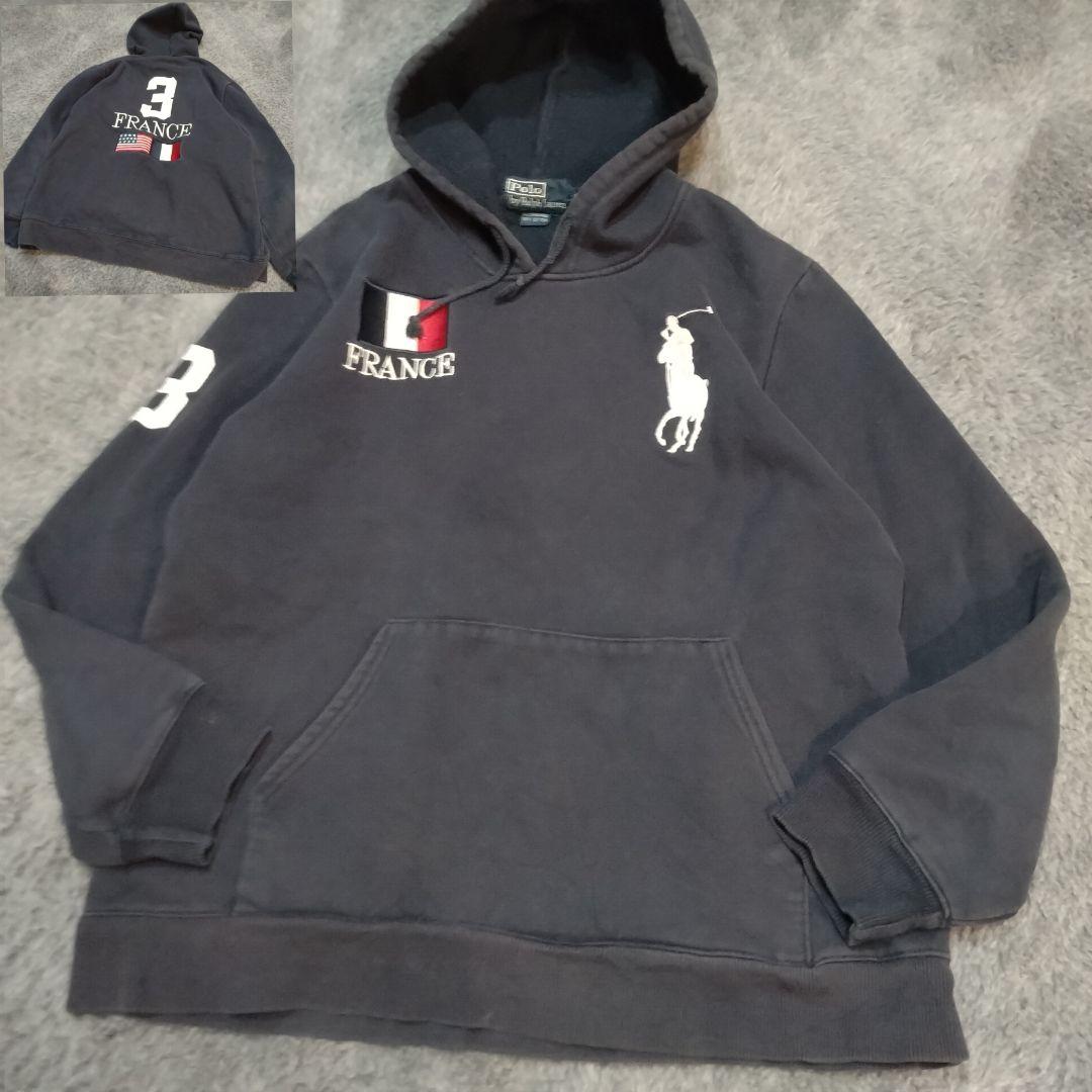 ラルフローレン パーカー ビッグポニー フランス 日本 国旗 刺繍 紺