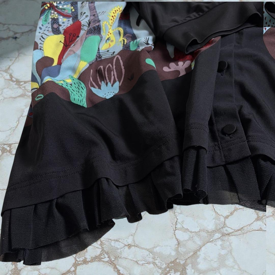 美品 トクコプルミエヴォル アニマル柄 チュニック カーディガン 前開き 動物