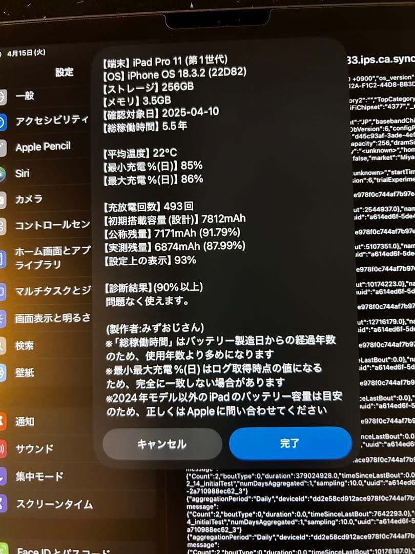 iPad Pro 11インチ第一世代　256GB バッテリー93%