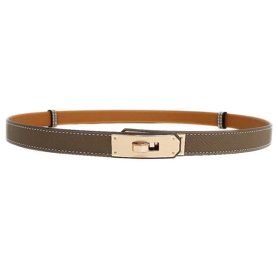 エルメス　ケリーベルト　エトゥープ　ピンクゴールド金具