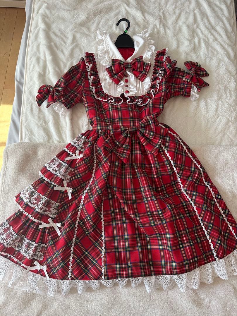 おまけ付き　アンドロミオ　タータンチェック ワンピース　赤