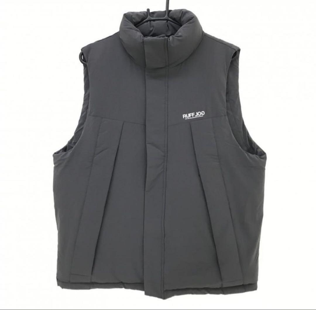 極美品　RUFFLOG ダウンベスト　グレーx白　XL