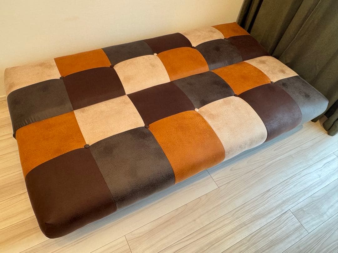 ✨早い者勝ち最終SALE✨ ソファーベッド レザーファブリック パッチワーク