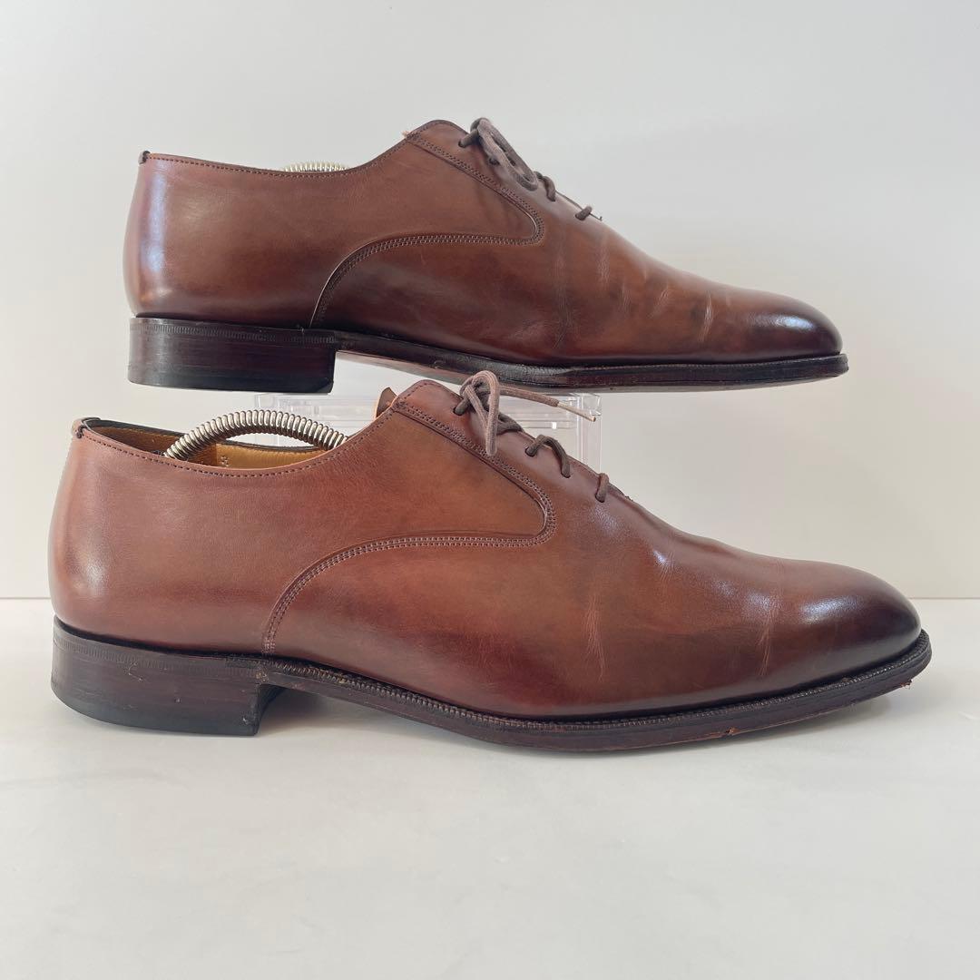 美品 グレンソン 33377 フットマスター プレーントゥ 茶レザー 27.5㌢