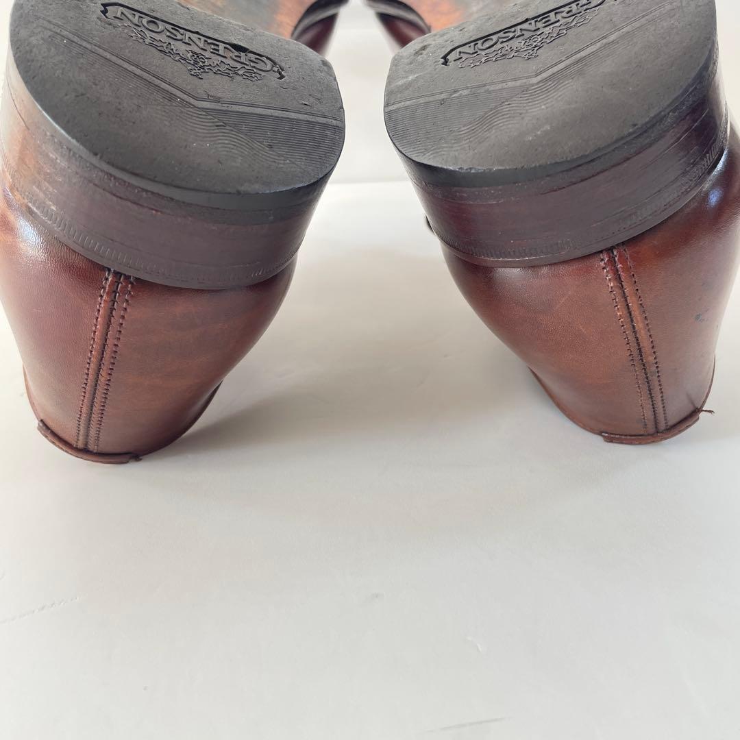 美品 グレンソン 33377 フットマスター プレーントゥ 茶レザー 27.5㌢