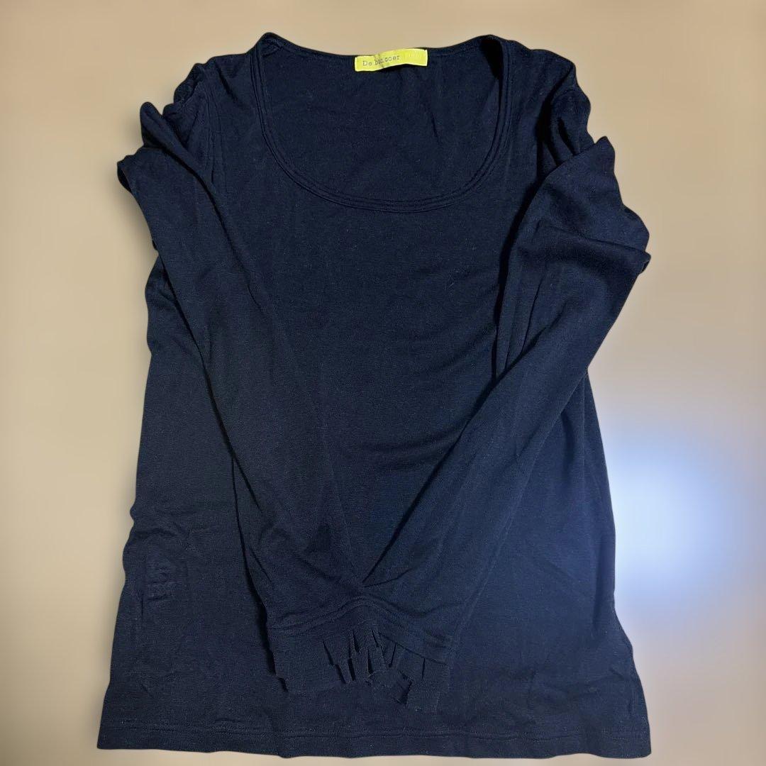 De bon coer長袖カットソーレース付3色セット（黒・グレー・ストライプ）