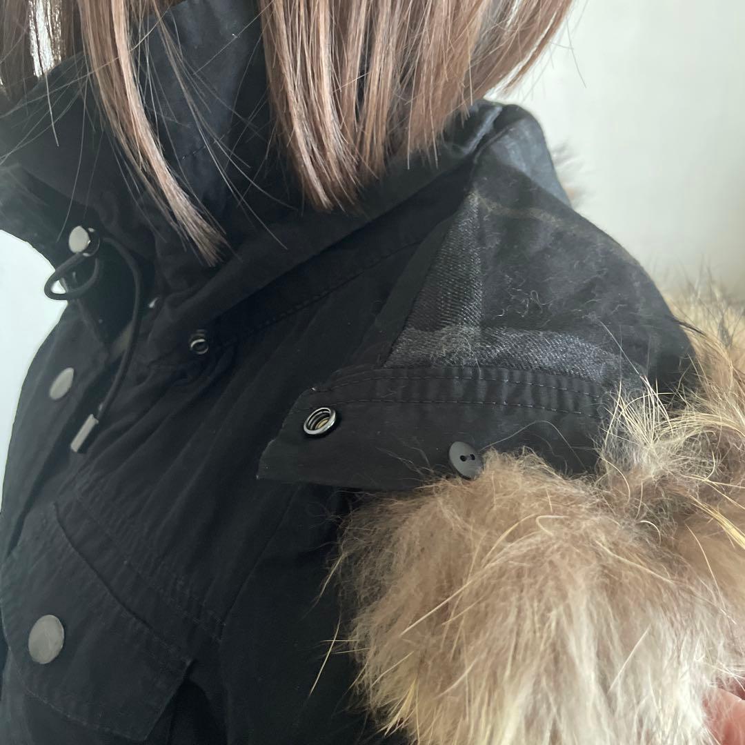 リアルファー付き＊モッズコート黒＊36＊バーバリーブルーレーベル