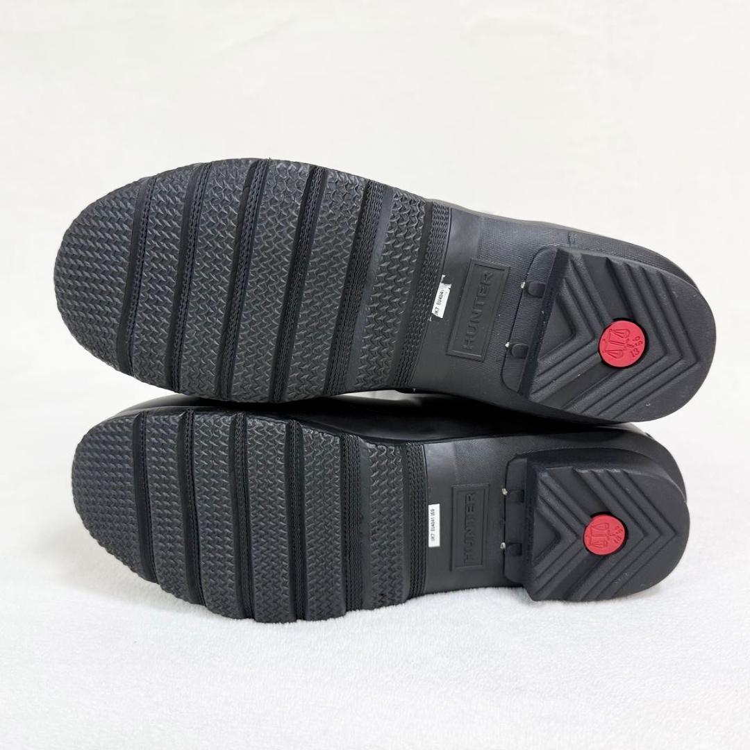【ほぼ未使用】HUNTER レインブーツ ラバー 黒 UK7 ロング ベルト