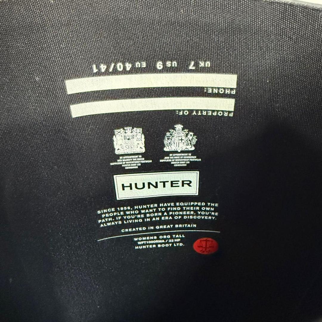 【ほぼ未使用】HUNTER レインブーツ ラバー 黒 UK7 ロング ベルト
