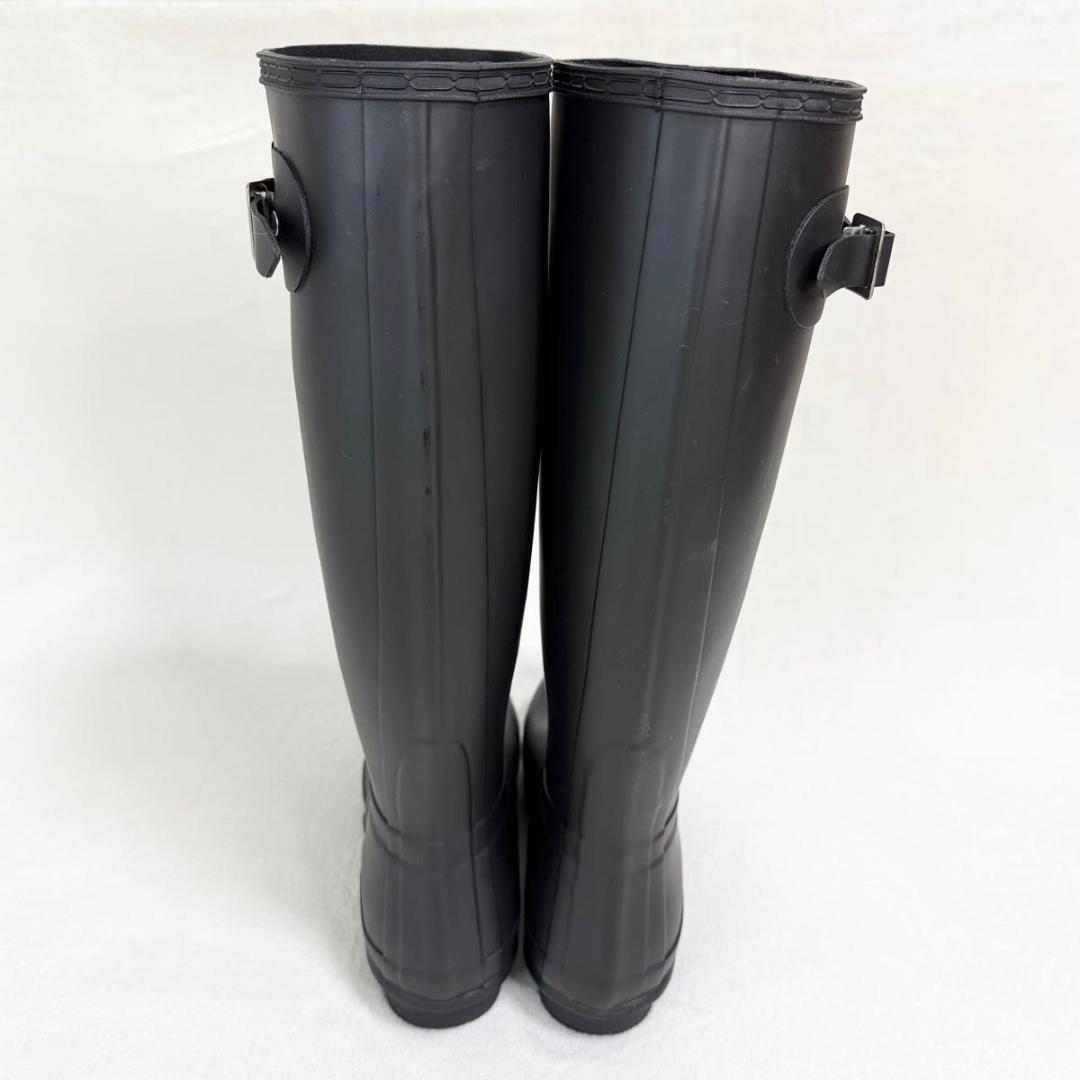 【ほぼ未使用】HUNTER レインブーツ ラバー 黒 UK7 ロング ベルト