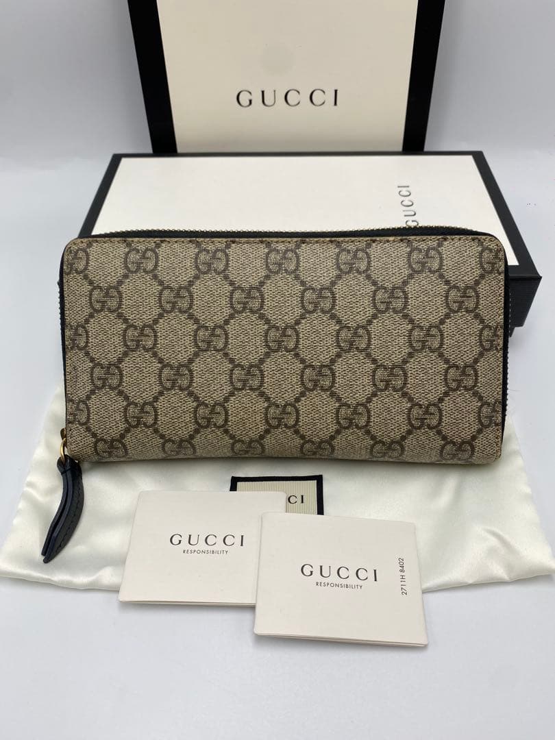 超良品‼️ グッチ　GUCCI 財布　長財布　GGスプリーム　ラウンドファスナー