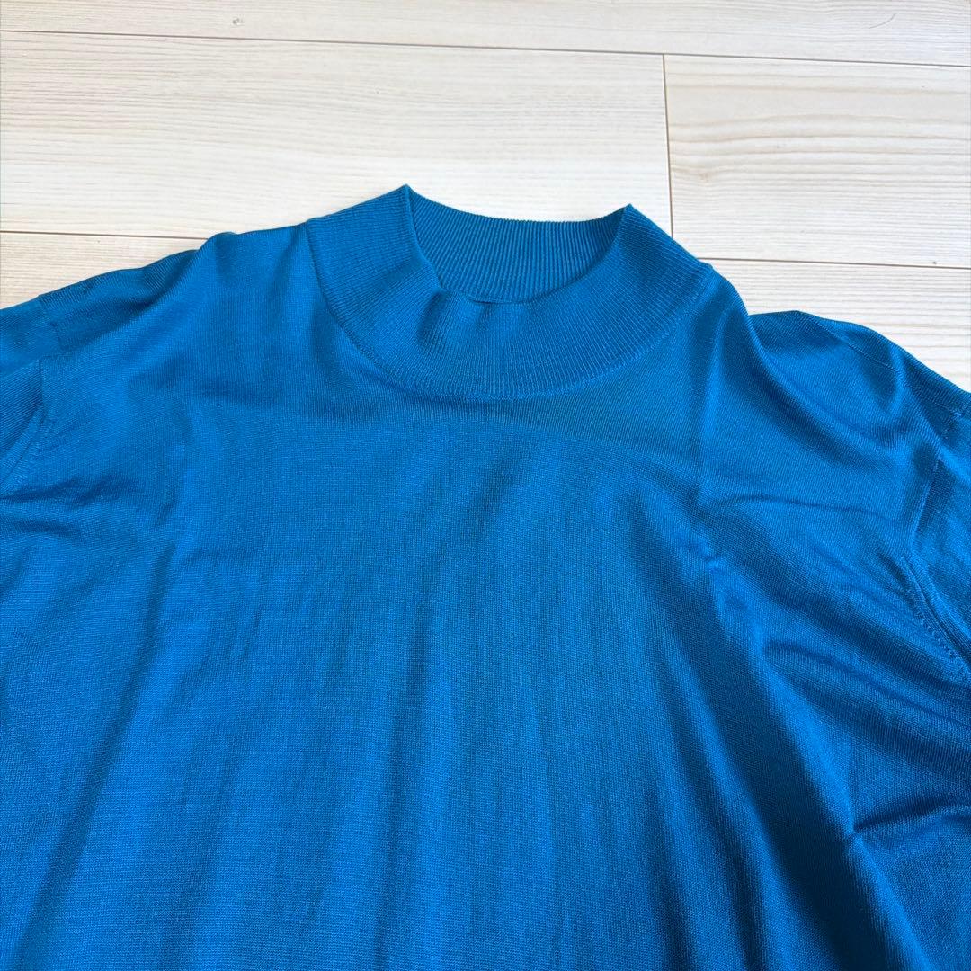 H*T様 美品　ブルー　L ジョンスメドレー　モックネックニット　30G L