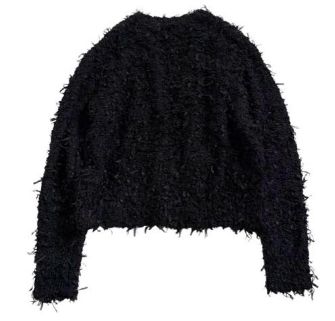 【美品】Drawerドゥロワー テープヤーン カーディガン 黒 2 シルク