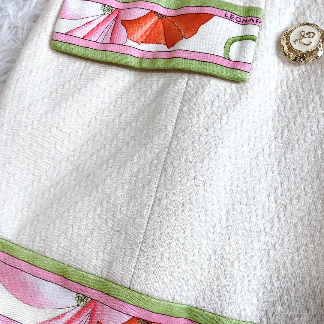 ラ*ン様 レオナール✨テーラードジャケット ダブルブレスト 金ボタン トリム 花