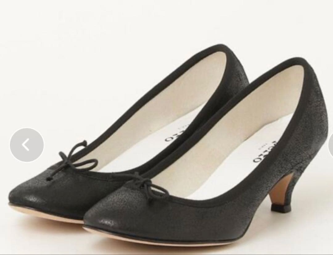 レペット　Repetto リボン付 ブラック バレエシューズ　37.5
