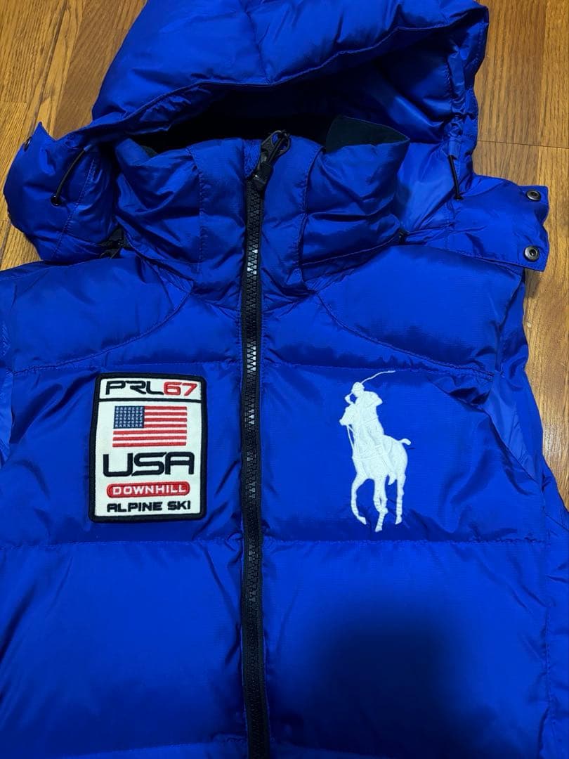 ポロ ラルフローレン ダウンベスト ブルー ビックポニー