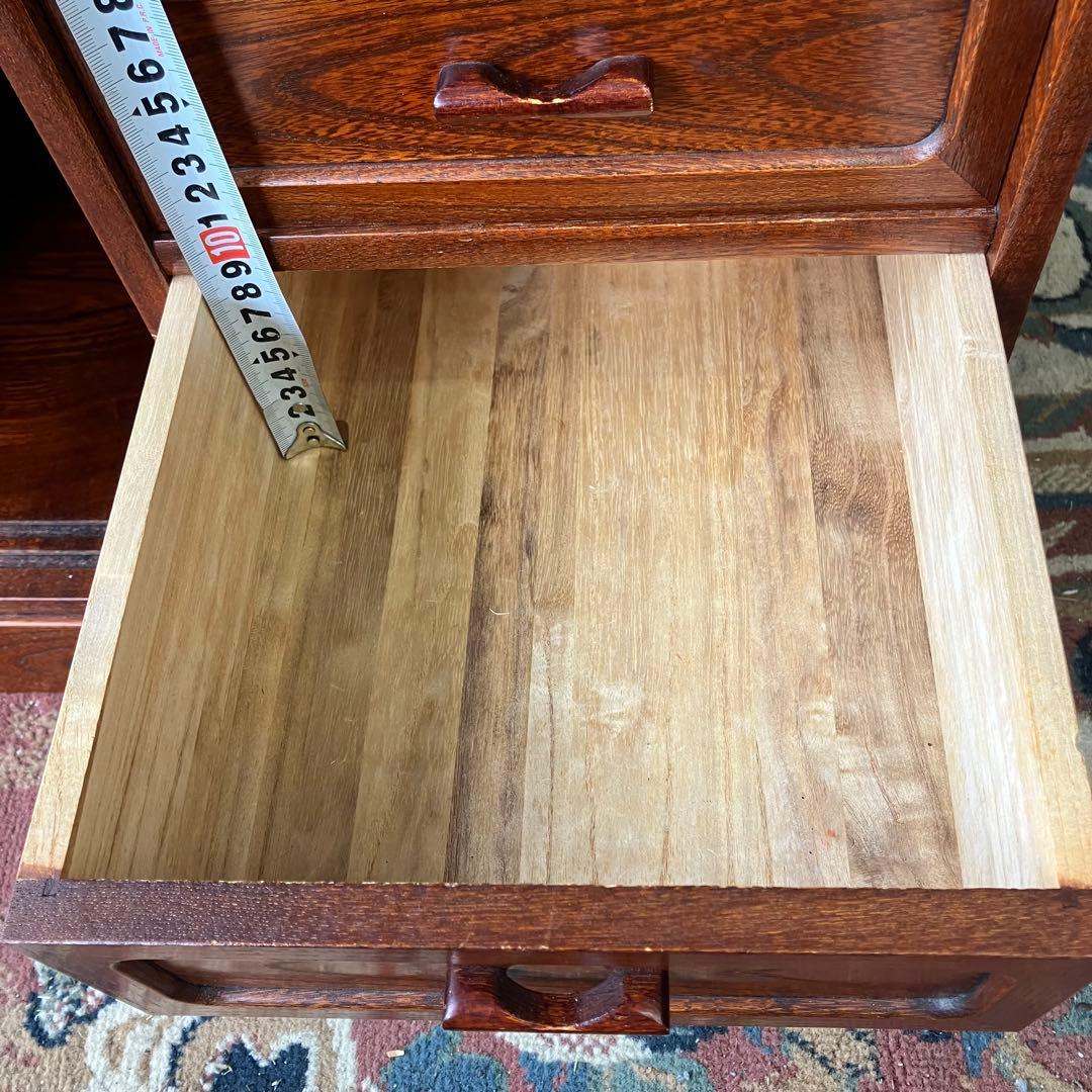 昭和レトロ 無垢材 茶箪笥 茶棚 ガラス戸 サイドボード 古家具 古民家 古道具