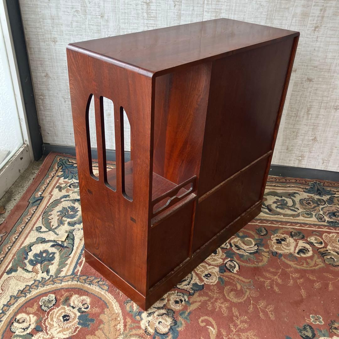 昭和レトロ 無垢材 茶箪笥 茶棚 ガラス戸 サイドボード 古家具 古民家 古道具