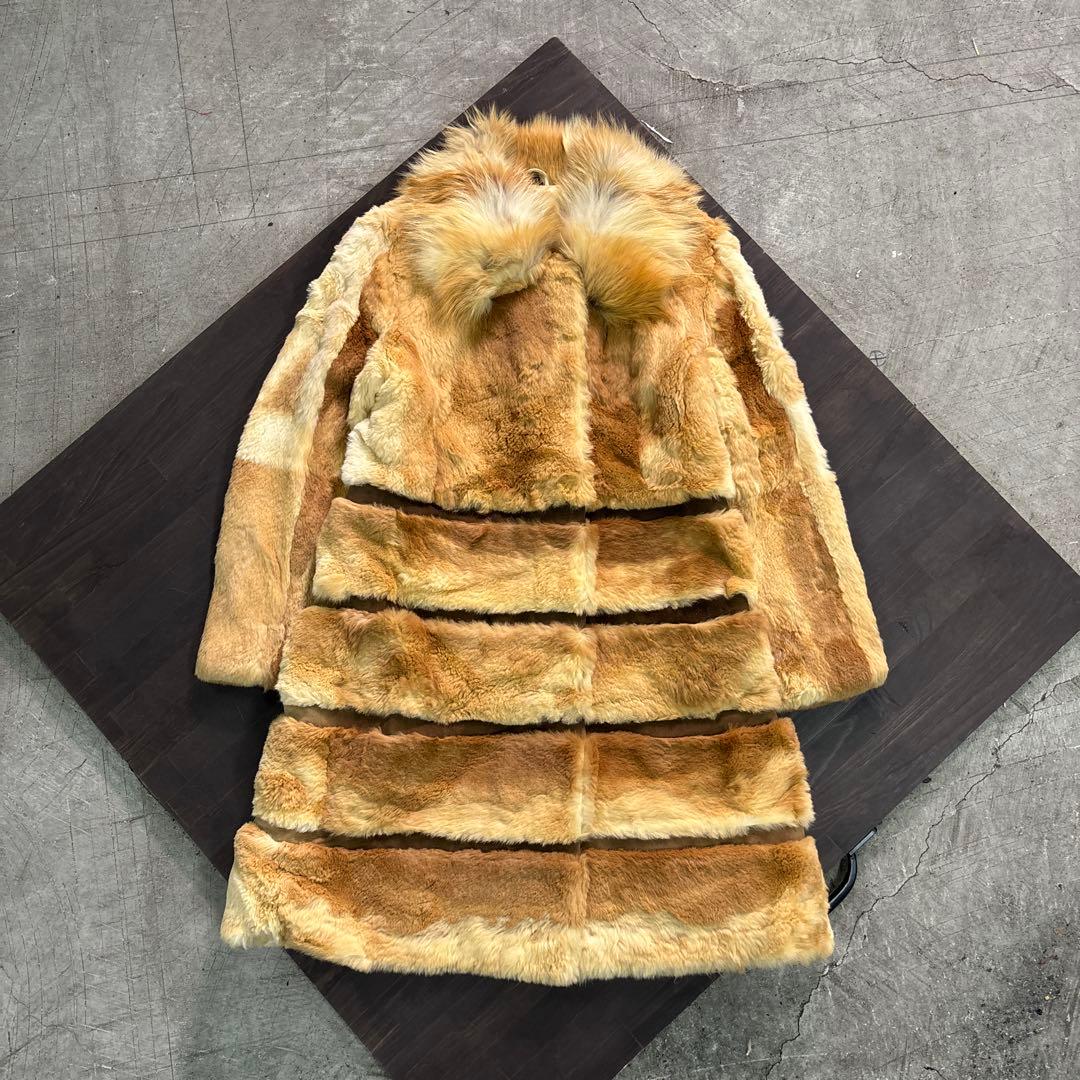 ★7W3 毛皮　リアルファーコート　モード　アンティーク　L ゴージャス　古着