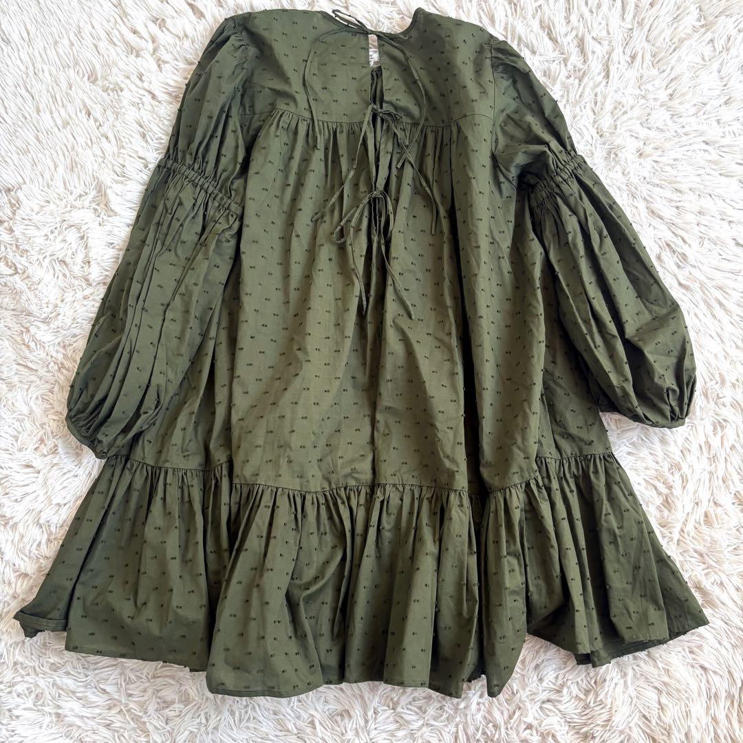 未使用タグ付 Uhr ドットボリュームチュニック オリーブ