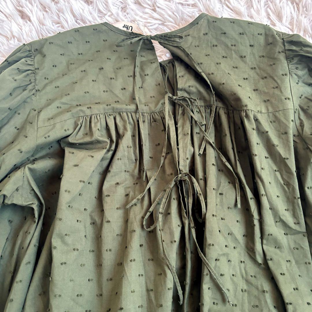 未使用タグ付 Uhr ドットボリュームチュニック オリーブ
