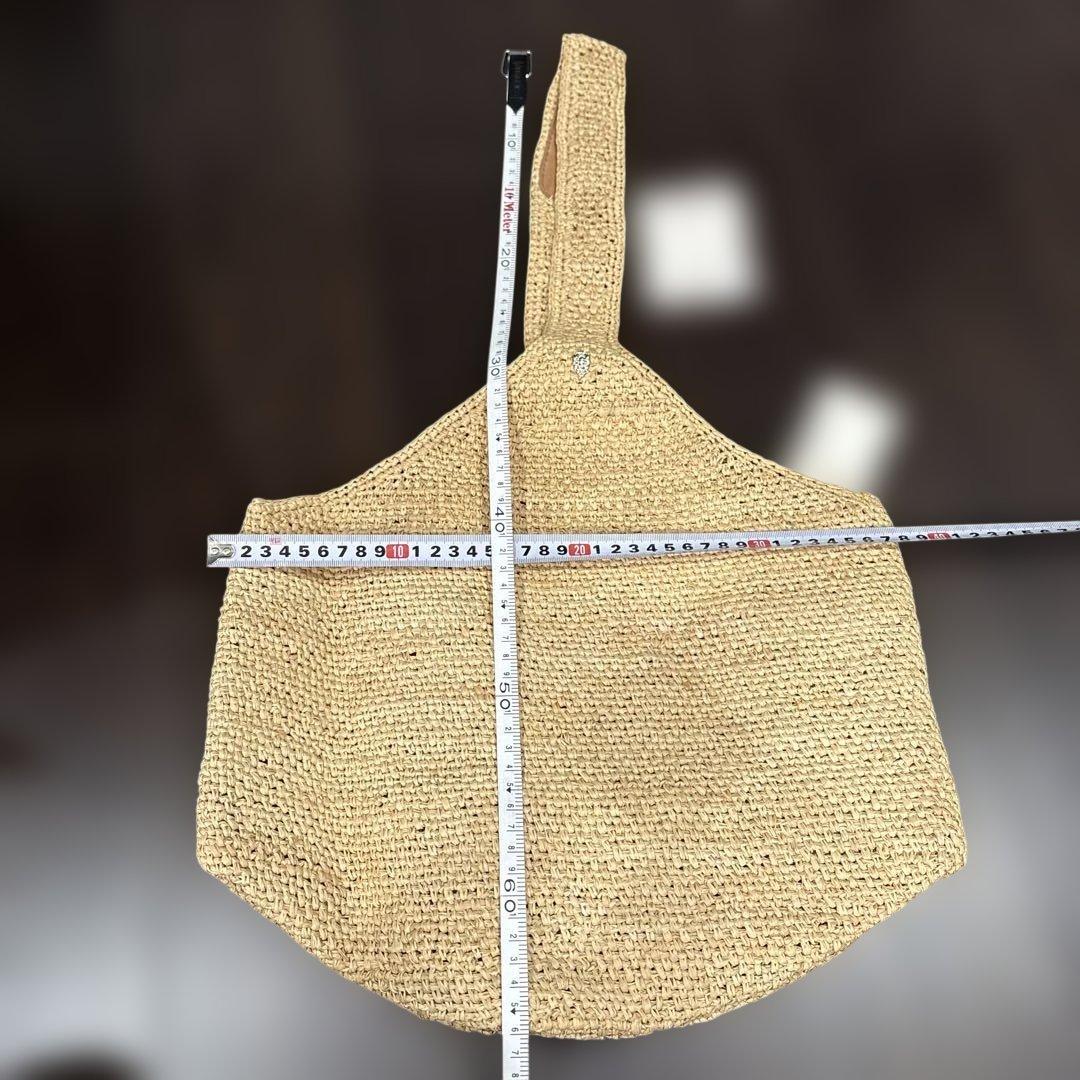 ストロー かごバッグ シルバー装飾