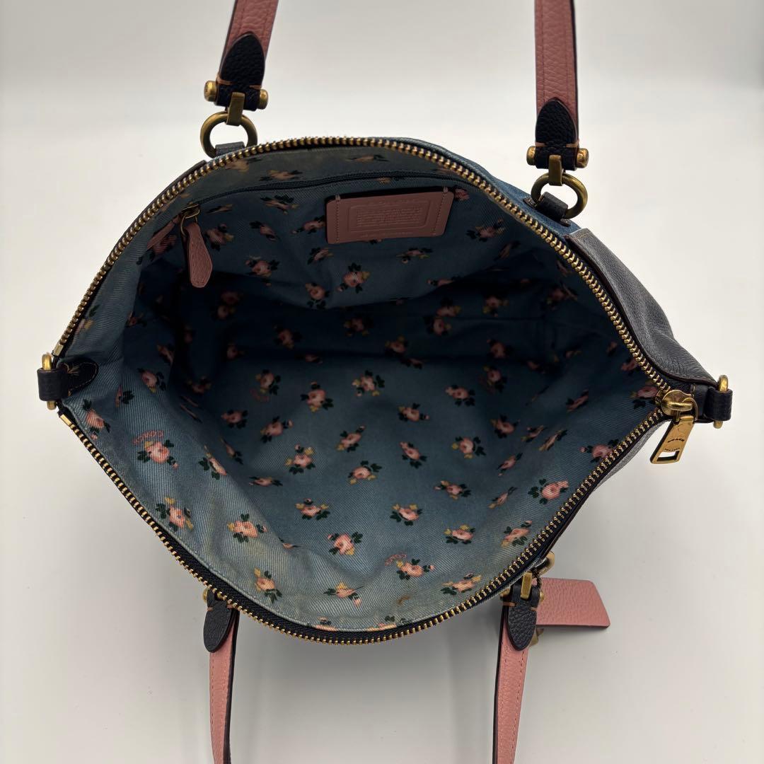 COACH コーチ デニムブルー ショルダーバッグ 2way ティーローズ