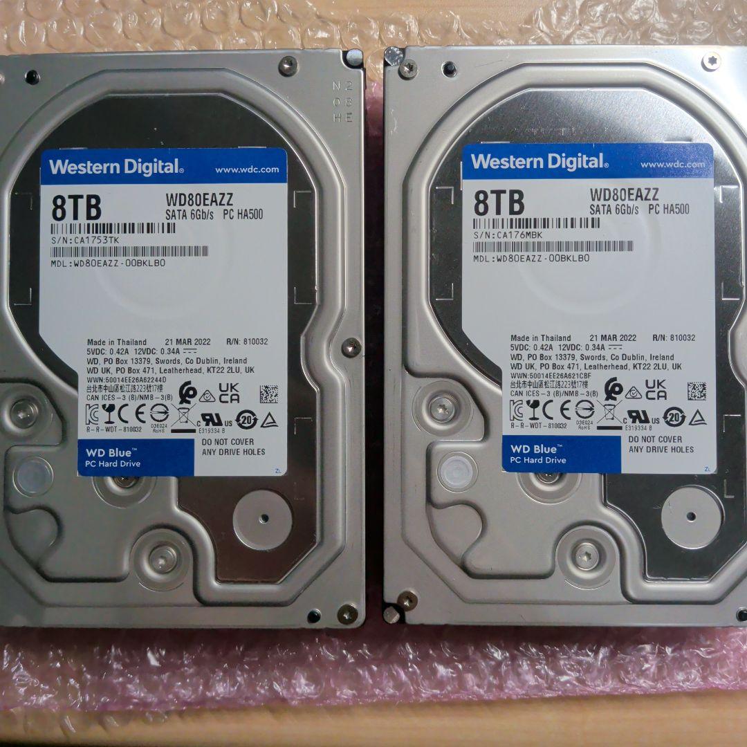 WD Blue 8TB 3.5インチ内蔵HDD 2個セット【中古】