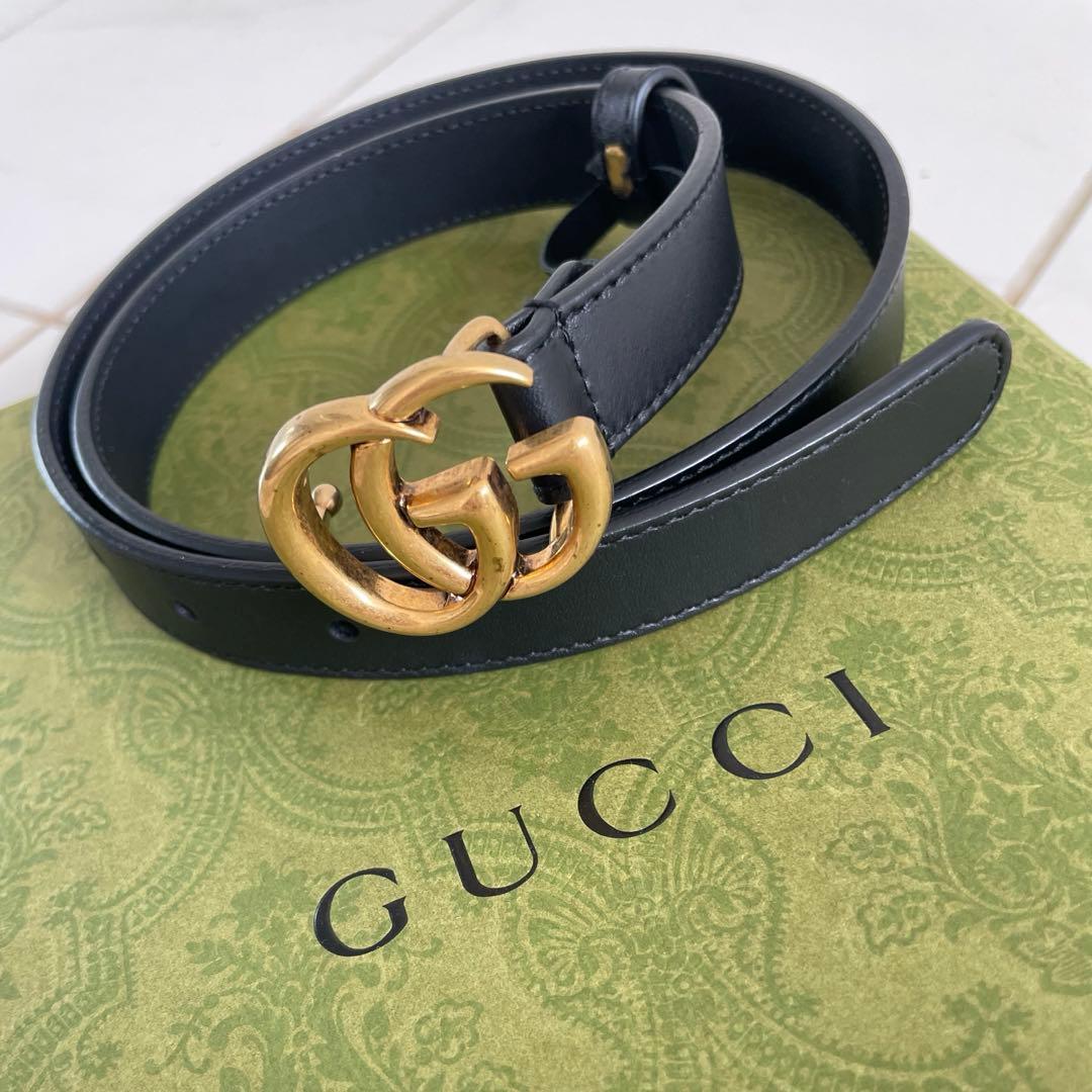 GUCCI ブラックベルト GGロゴ ブラック70