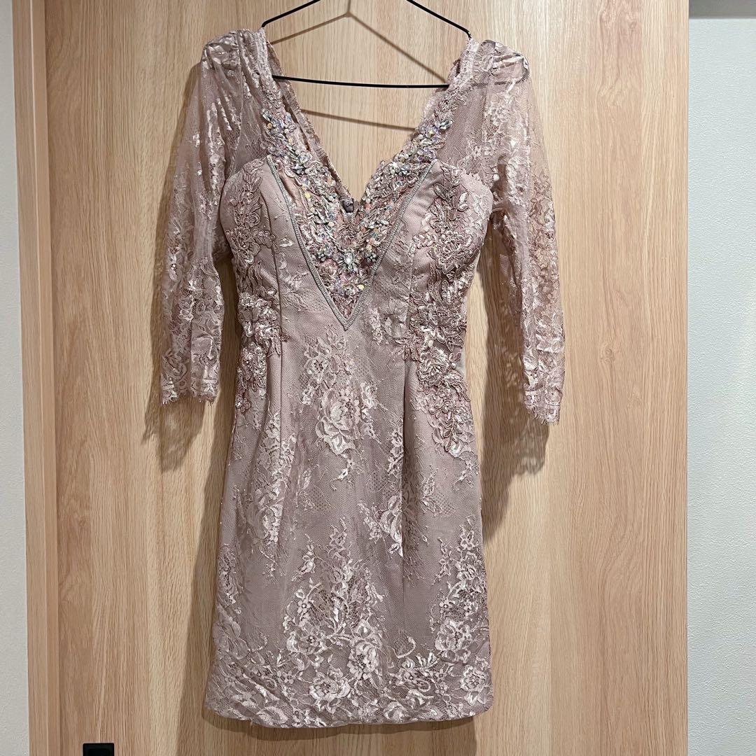 【ローブドフルール】ロングスリーブ×ビジュータイトミニキャバドレス