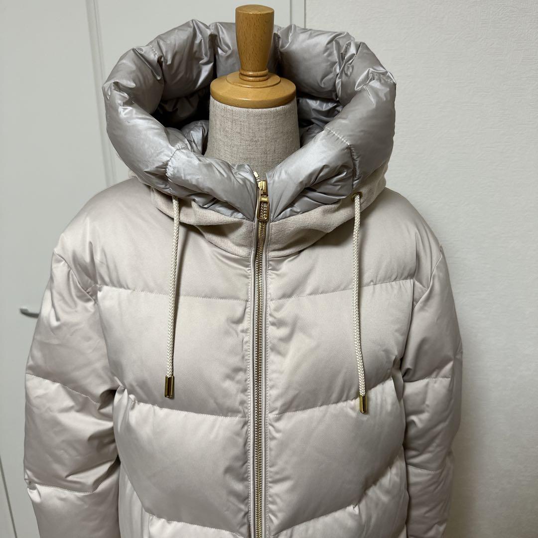 デュノDUNO ダウンコート アウターフード切替 ウール 44アイボリー