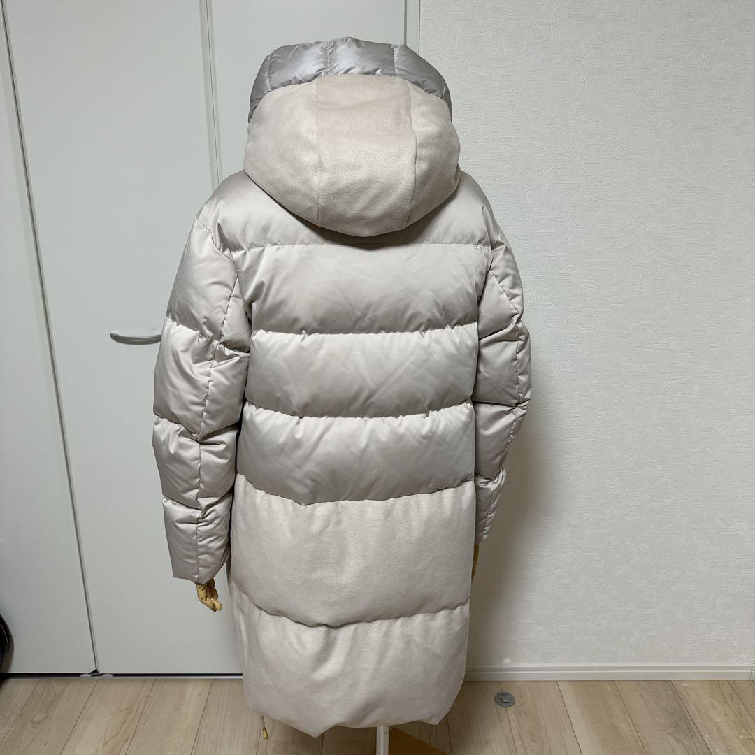 デュノDUNO ダウンコート アウターフード切替 ウール 44アイボリー