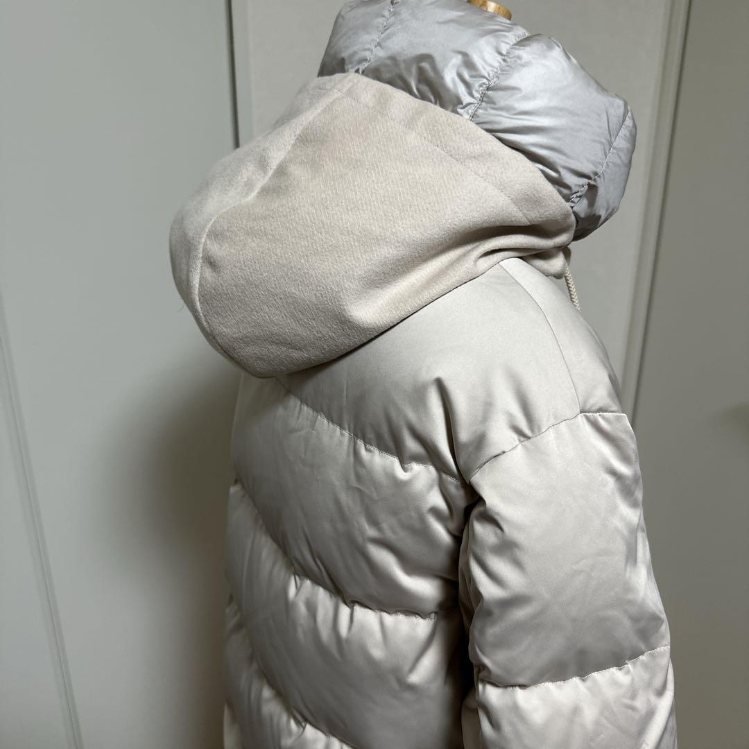 デュノDUNO ダウンコート アウターフード切替 ウール 44アイボリー