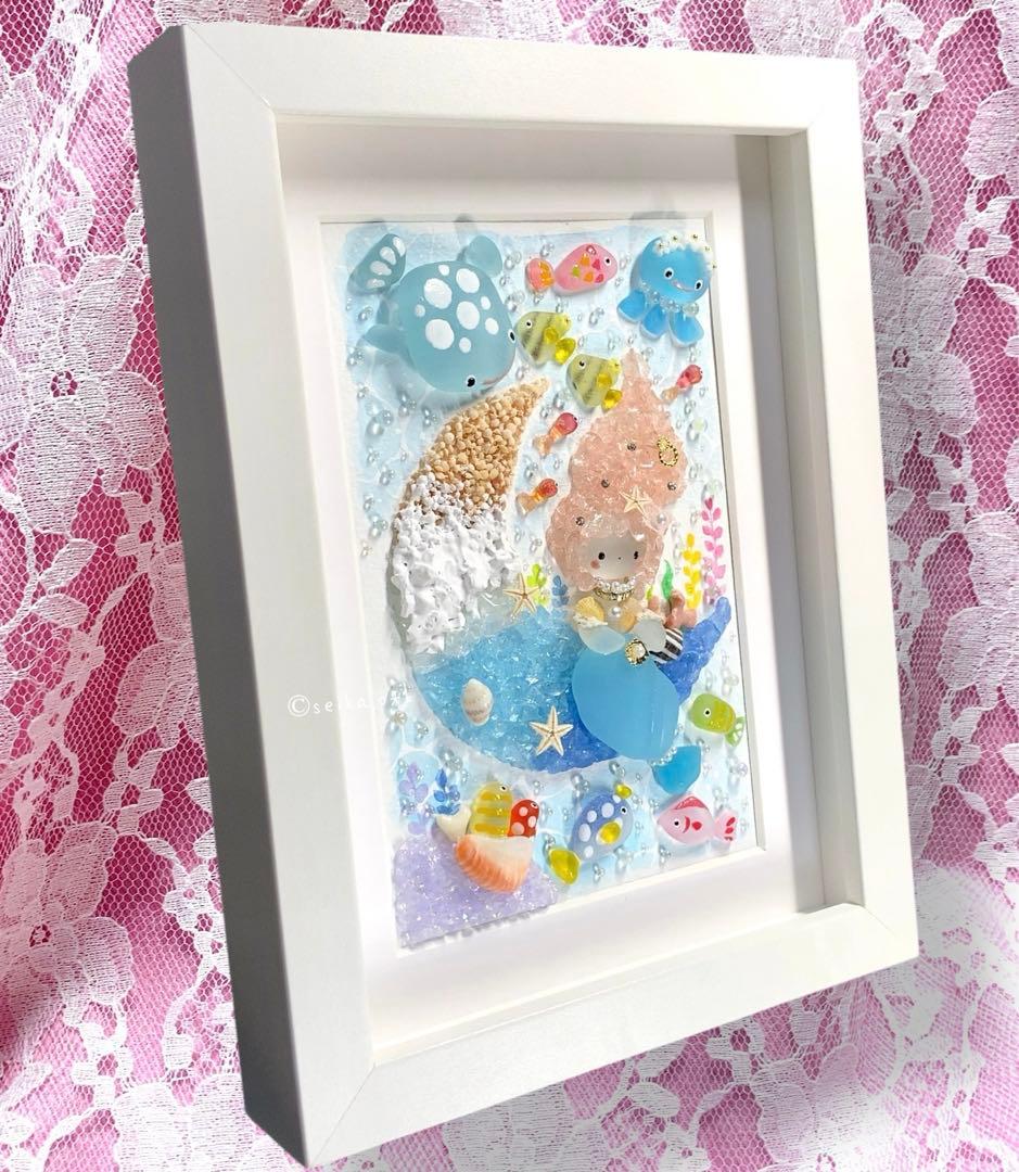 海のお月様 人魚姫 インテリア マーメイド シーグラスアート アクアリウム 置物