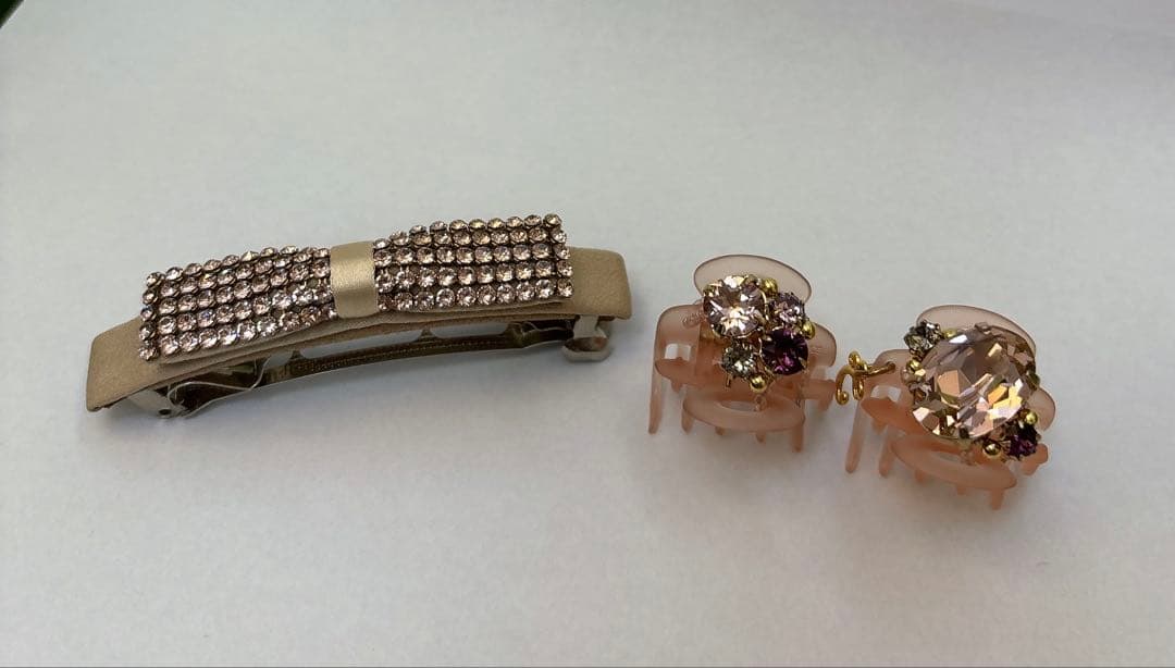 Complex Bizバレッタ1本 ヘアークリップ2個 ピンク系