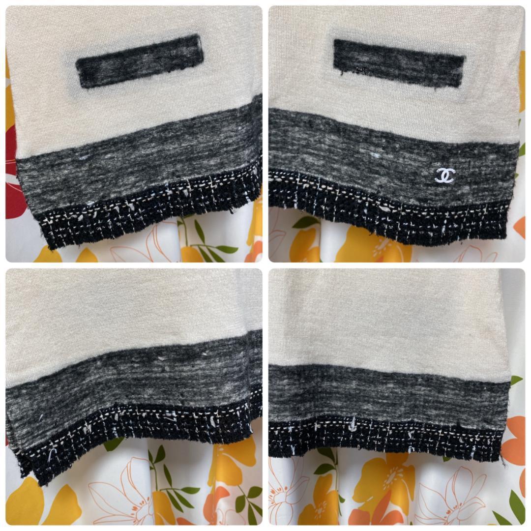 CHANEL 薄手ツイード切替 カシミヤニット カットソー 38